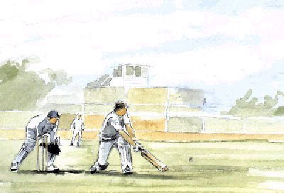 painting of a cricket player 