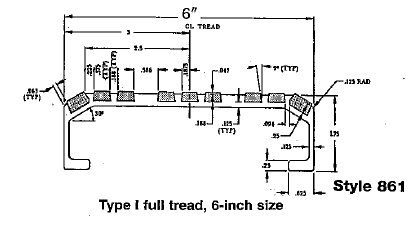 Style 861 MIL-T-24634 6 inch Full Tread end view