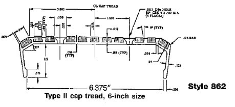Style 862 MIL-T-24634 6 inch Cap Tread end view